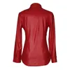 Bloups Fomen's Bloups Shirt's PU Leather Slave Longclub Mulher Sexy Camisa Moda Moda Feminina Tops elegantes 230517