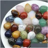 Stone 30Pc Easter Ornament 20Mm Egg Statue Natural Carved Decoration Rose Quartz Healing Crystal Gift Room Decor Drop Deliver Dhgarden Dh3Fp