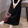 Etnische kleding 2023 Traditionele Chinese vintage rok nationale bloem geborduurde vrouwen satijn oosters retro jacquard folk a-line