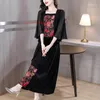 Etnische kleding 2023 Traditionele Chinese vintage rok nationale bloem geborduurde vrouwen satijn oosters retro jacquard folk a-line