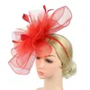 Accessori per capelli Donna Fascinators Cappelli Vintage Eleganti piume Velo Mesh Tea Party Fascia per copricapo da cocktail da sposa