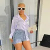 2022 neue Sommer Womens Casual Fashion Lose Loch Jeans mit Taschen Coole Frauen Straße Denim Booty Shorts