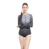 Women's Swimwear Summer Water Sports Lady UPF50 Long Sleeve Short Pants Super Elastic Gradient Color One Piece Swimsuit