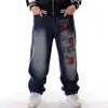 Herenjeans Loose Hip Hop Men Europeaan Amerikaans merk Hip-Hop Trend Denim Pants Plus Maat 42 44 46