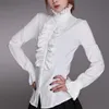 Blouses pour femmes chemises mode victorienne femmes OL bureau dames chemise blanche col haut froufrous à volants poignets femme automne 230517