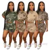 Tracksuit Women 2023 Summer Outdoor Camouflage Sweatsuit Designer Digital Tryckt kort ärm T -skjorta Shorts Två bit Set Casual Suit for Women