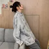Kvinnors jackor vintage baggy denim jacka kvinnor överdimensionerade tvättade jeanrock streetwear