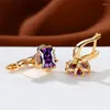 Boucles d'oreilles créoles luxe femme cristal bleu pierre charme violet Zircon couleur or Rose petit mariage pour les femmes