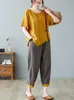 Pantalon deux pièces pour femmes 2 pièces ensembles femmes t-shirt décontracté et pantalon à la cheville arrivée été Style Vintage lâche femme pantalon costumes B2521 230518