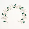 Pinces à cheveux vert/rouge strass bandeaux pour femmes mariée accessoires de mariage perle bandeaux couleur or métal fil tête bijoux