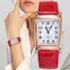 Женские часы часы для женщин квадратный розовый золото запястья часы моды кожаные бренды часы женские кварцевые часы Montre Femme 230518