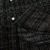 Men's Casual Shirts Men Clothing 2023 Tide Brand Silver Thread Woven Plaid Thickened Long-sleeved Shirt Jacket Men's Loose Punk Lapel