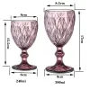 Wine Glasses Colored Water Goblets 10 OZ Wedding Party Red Wine Glass For Juice Drinking Embossed Design