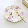 Plates 10inch Bone China Porcelain Service Dish Pink Floral Painting Dinner For Serving Catering Buffet Charger