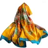 Sjaals 2023 Casual vrouwen bloemen lente print zijde gevoel lange sjaalwarmte sjaal wrap foulard hijab vrouwelijke strandstole echarpe