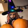 Nuova decorazione di Halloween Cappello da strega con luce a LED Costume di Halloween Cosplay Prop Ornamento per albero all'aperto Decorazione per feste di Halloween