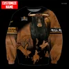 Bluzy męskie spersonalizowane nazwa Bull Riding 3D na całej drukowanej męskiej bluzy z kapturem Bluza z kapturem streetwear Casual Zipper DK453