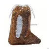 Christmas Decorations Sequin Stocking Xmas Kids Gift Candy Storage Bag Glitter New Year Socks Decor Drop Delivery Home Garden Festiv Dhs3H