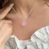 Collane con ciondolo Cuore di pesca di lusso Collana con goccia d'acqua Gioielli Cristallo rosa Ragazza Dolce catena clavicola fresca Accessori estetici Y2k