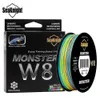 Braid Line Seaknight W8 Monstermanster 300m 500m Multicolor gevlochten visdraad 8-streng PE-draad zo laag als 20-100lb Zoutwater 230517