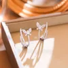 Hoop Earrings Stud Butterfly Cubic Zirconia Women Trend 2023 Luxury Jewelry Korean Fashion Accessories For Piercing