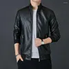 Jaqueta de couro falsa de pele masculina homens outono de inverno casual casual casual casual rOpa hombre moda preto pu outwearjaqueta masculina