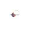 Anelli a grappolo Wire Wrap Pietra naturale Lapislazi Ametiste Fluorite Anello di cristallo rosa per gioielli da donna Drop Delivery Dhgarden Dhm6R