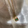 Pendentif colliers strass vert Cz serrure pour femmes Simple minimaliste délicat collier Vintage fait main bijoux 2023