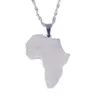 Chaînes En Acier Inoxydable Afrique Carte Pendentif Colliers Unisexe Femmes Hommes Africain Ethnique Chaîne Bijoux