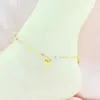 Anklets S925 Colored Gold-Plated Sterling Silver Clover Tassel Anklet Graceful And Fashionable High-Grade Color Foot Ornaments 20