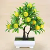 Fiori decorativi Simulazione di fiori in vaso artificiale Finto albero di arancio chiaro Ornamento per la casa Bonsai realistico