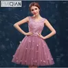 Party Dresses Pink Prom Arrival The Bride Banquet Sweet Lace Embroidery Beading Short Ball Gown Mini Bridesmaid