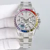 Diamond Watch Mens Automatic Mechanical 7750 Timing Function Watches Sapphire 41mm armbandsur med diamantbelagd stålarmband Montre de Luxe Orologi di lussso