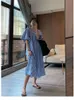 Urban Sexy sukienki moda Gaun Kasual Longgar Kotak Kotak Wanita Elegan Lengan Puff Leher Persegi Musim Panas Korea 2023 Untuk 230517