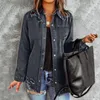 Women's Jackets Jean Jacket For Women Distressed Frayed Denim Ladies Ripped Stretchy With Pockets Womens