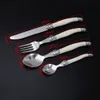 Zestawy naczyń obiadowych Jaswehome LaGuiole 3-4 sztuk sztućce Zestaw sztućców ze stali nierdzewnej Zestaw naczyń obiadowych Kolekcja Fork Spoon Cutlery 230518