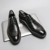 Klassische Oxford-Herrenschuhe im Brogue-Stil mit Flügelspitze, Business-Echtleder, Schwarz, Braun, Schnürung, formelle Hochzeitsschuhe für Herren