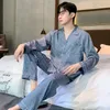 Men's Sleepwear Men's Satin Fashion Pajamas Ice-Silk Thin Summer Imitation Silk Home Clothing Pyjamas Set Female Home Wear Sleepwear-set 230518