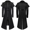 Men's Trench Coats Men's Windbreaker Coat Spring And Autumn Tooling Style Retro Dark Medium Length Casual Large Size