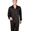 Men's Sleepwear Spring Autumn Long Sleeve Pajamas Suit Men Sleepwear Soft Faux Silk Satin Pijamas Suit Loungewear Black Elastic Waist Home Wear 230518