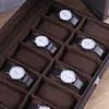 Boîtes de montres Cas 61012 Fentes Boîte de montre Porte-montre Boîte de rangement Organisateur Cuir PU noir Montre Boîte d'affichage regalos para hombre 30x20x8cm 230518