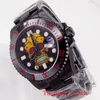 Avanadores de pulso assistem 40mm Sub preto PVD NH35A Mecânico Automático Skeloton Pttern Luminous Dial Oyster Bracelet