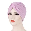 Ethnische Kleidung Muslimische Frauen Twist Knot Chemo Caps Krebs Hut Turban Motorhaube Kopftuch Wickelmützen Skullies Arabische islamische Mütze