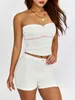 Two Piece Dress wsevypo Fairycore Two-Piece Shorts Sets E-Girl 2000s Streetwear Outfits Women Bandeau Crop Tube Top+High Waist Shorts Loungewear P230517