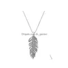 Dangle Chandelier Fashion Love Wings Bohemian Feather Leaf Crystal Pendant Link Chain Necklace Or Earrins Women Valentines Dhgarden Dhyfl