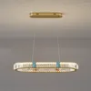 ペンダントランプリビングルーム用のモダンなクリスタルシャンデリアLED GOLD RING LUXURY RINGS LUSTERシャンデリアホームデコ天井吊りランプ