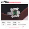 Wedding Rings Zdadan 925 Sterling Silver Emerald Zirkon Ring For Women Charm Jewelry Party Gift 230517