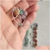 Charms Natural Chip Stone Tree Of Life Cristallo Agata Perline Ciondolo Cuore Fatto A Mano Colore Filo Avvolto 30Mm Per Gioielli Markin Dhgarden Dhi5A