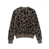 Women's Knits Vintage Women Sweaters Leopard Print Soft Fleece One Breasted Cardigan Full Sleeve Knitted Jacket 2023 Winter Knitwear Coats