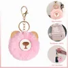 Ny söt Bear Pompom Keychain handgjorda tecknad päls boll Keyring för kvinnor flickor väska ornament bil nyckelhållare smycken tillbehör